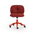 Modern Red Cracked Pattern Office Chair With Orange Base And Black Wheels 3d model