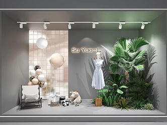 Women's Clothing Window Clothing Window Plant Combination Window Women's Model Landscape 3d model