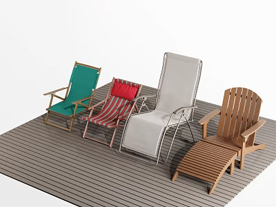 Outdoor Lounge Chairs In Various Colors And Materials For Patio Deck 3d model
