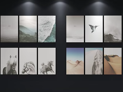 Scenic Landscape Paintings With Ocean Waves Mountain Views And Desert Scenery 3d model