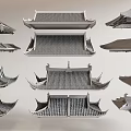 Chinese-style ancient building eaves line eaves 3d model