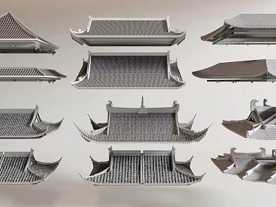 Ancient Chinese Architecture Roofs With Various Classic Styles And Traditional Structures 3d model