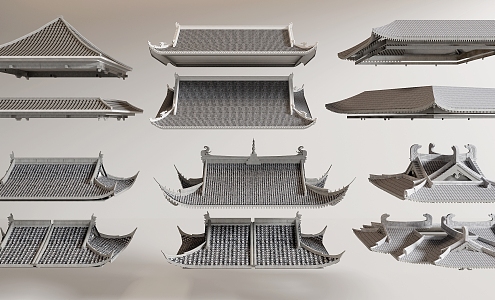 Chinese-style ancient building eaves line eaves 3d model