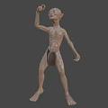Emaciated Fantasy Game And Movie Character With Pale Skin Raised Arm And Loincloth