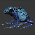 Vibrant Blue Frog With Black Spots On Gray Background With Reflection 3d model