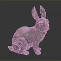 Rustic Metal Rabbit Sculpture With Textured Surface On Dark Background 3d model