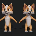 Cartoon Corgi 3D Models Adorable Cheerful Standing Pose with Big Eyes Ears Character Design