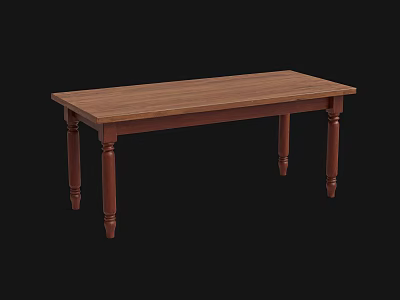 Classic Wooden Home Office Desk With Rectangular Top And Sturdy Legs 3d model