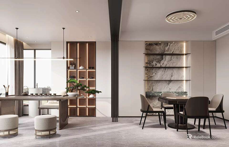 Hotel Chess and Card Room with Luxurious Interior Comfortable Seating and Modern Lighting 3d model 