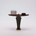 Elegant Dark Brown Wooden Coffee Table With Gold Accented Base And Stylish Decor