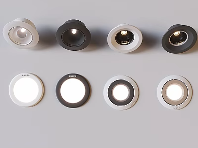 Modern Stylish Downlights And Spotlights With Different Designs And Color Options 3d model