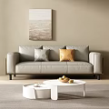 Modern Warm Minimalist Living Room With Premium Leather Sofa And Decorative Textured Wall Art