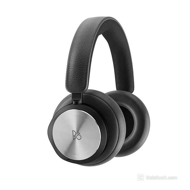 Premium Over Ear Headphones with Black Cushioned Earpads Silver Panel and B&O Logo 3d model 