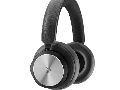 Premium Over Ear Headphones with Black Cushioned Earpads Silver Panel and B&O Logo 3d model