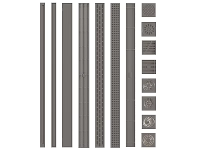 Decorative Strips With Various Patterns And Textures For Interior Design Elements 3d model