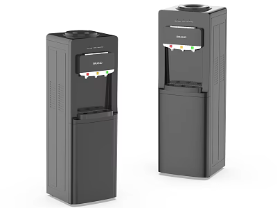 Two Black Floor Standing Water Dispensers Modern Design For Home Daily Appliances 3d model