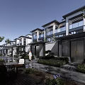 Modern Townhouse Exterior Design With Courtyard Greenery And Outdoor Living Area