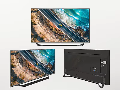 Modern Television Display With Scenic Road And Ocean View From Multiple Angles 3d model