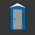 Blue Portable Toilet Unit With White Roof Gray Door And Metal Lock