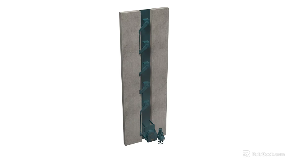 Industrial Equipment Vertical Metal Structure With Green Components And Bottom Connection 3d model 