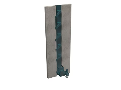 Industrial Equipment Vertical Metal Structure With Green Components And Bottom Connection 3d model