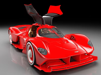 Red Sports Car With Open Doors And Streamlined Modern Exterior Design 3d model