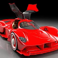 Red Sports Car With Open Doors And Streamlined Modern Exterior Design