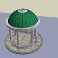 Classical Outdoor Gazebo With Green Dome And Circular Stone Columns Base 3d model