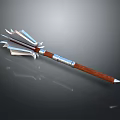Detailed Trident Weapon With Metal Head Wooden Handle And Silver Accents