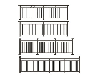 Modern Railing Wrought Iron Railing Guardrail Fence 3d model