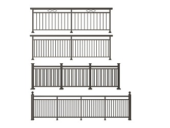 Modern Railing Wrought Iron Railing Guardrail Fence 3d model