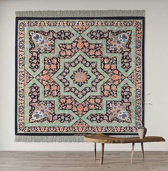 European-style square carpet 3d model