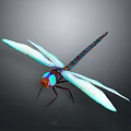 Vibrant Dragonfly With Blue Wings Colorful Eyes And Dark Body Blue Stripes