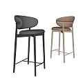 Modern Bar Stools With Leather Seats Black And Brown Metal Legs Design