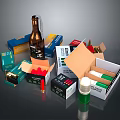 Assorted Weapon Ammunition Supplies Including Bullets and Open Storage Boxes 3d model