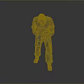 3D Human Model in Bent Standing Posture with Clasped Hands on Grey Reflective Surface