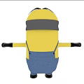 Adorable Minion Doll Featuring Yellow Body Blue Overalls Big Eye Gray Goggles And Black Gloves