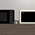Modern Silver and White Microwave Ovens from Sharp on Wooden Kitchen Floor