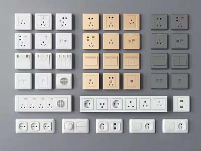 Various Color Switch Panels With Different Designs For Home Interior Use 3d model