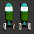 Stylish Green Roller Skates with White Straps Silver Wheels and Blue Details