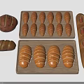 Assorted Fresh Breads Display With Croissants Baguettes And Round Loaves On Wooden Trays