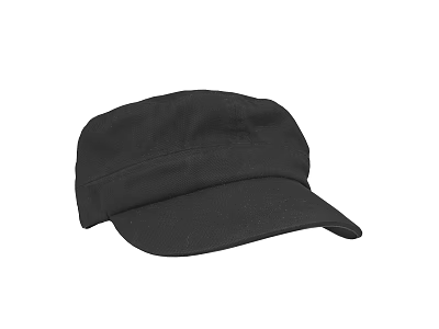 Black Classic Cotton Hat For Everyday Casual Wear With Flat Brim 3d model
