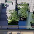 Modern Scenic Wall Landscaping Design With Stone Water Pond And Green Trees