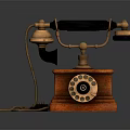 Vintage Telephone With Wooden Body Rotary Dial And Brass Components