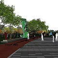 Eco Friendly Road Infrastructure With Red Bicycle Lane Pedestrian Path And Green Trees