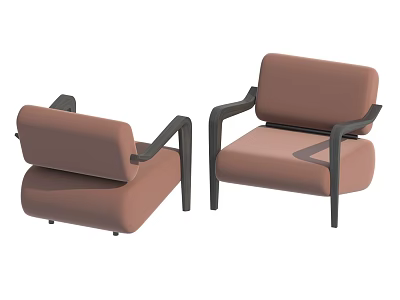 Brown Single Seater Sofa With Black Armrests And Modern Comfortable Design 3d model