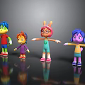 Colorful Cartoon Characters And Animal Creatures With Bunny Ears Glasses Different Hairstyles And Bright Outfits