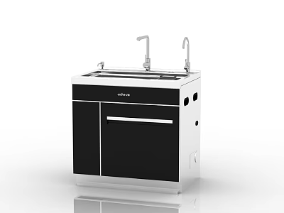 Modern Kitchen Appliance with Sink Faucet Cabinet and Drawer Design 3d model
