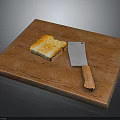 Freshly Made Crispy Toast on Wooden Cutting Board with Sharp Kitchen Knife