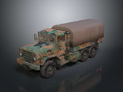 Military Truck With Camouflage Paint And Canvas Covered Cargo Area 3d model